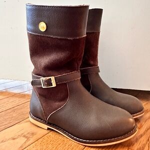 Janie and Jack Chocolate Brown Leather and Suede Riding Boots